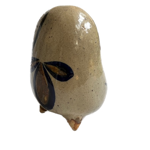 Mexico Pottery Folk Art Hand Painted Bird Brown Blue Green 4" X 4 3/4” Mexican - Picture 6 of 9